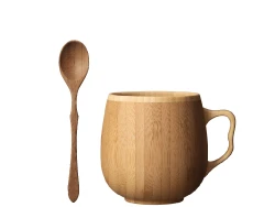 cafe au lait mug +spoon -brown-