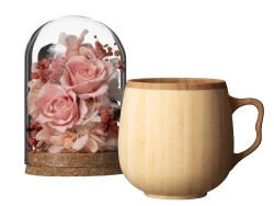 flower gift + cafe au lait mug