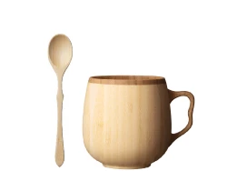 cafe au lait mug +spoon -white-