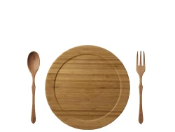 dinner plate L +cutlery -brown-
